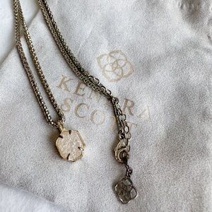 Kendra Scott Long Iridescent Drusy Necklace - Gold Chain